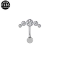 ASTM F136 Titan Bauchnabelpiercing mit fünf abgestuften weißen Kristallen in Silber - Transparenter Strass-Stil (G23BRP370-S)