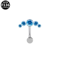 Bauchnabelpiercing aus ASTM F136 Titan mit fünf blauen Steinen im fächerförmigen Design - Blauer Strass-Stil (G23BRP370-SBL)
