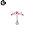 ASTM F136 Titan Bauchnabelpiercing mit fünf funkelnden rosa Zirkon-Steinen besetzt - Rosa Strass-Stil (G23BRP370-SP)