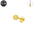 Golden ASTM F136 titanium labret stud with circular embossed S-shape relief detail - Tai Chi Yin Yang Style (G23LAP221-G) / Gold