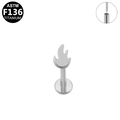ASTM F136 titanium labret stud with flame design and push-in top piercing jewelry - Flame Shape Style (G23LAP223-S) / Silver