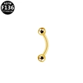 ASTM F136 titanium curved barbell piercing jewelry in bright gold finish with round beads - 1.2x8x3mm / Gold