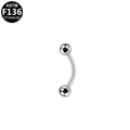 ASTM F136 titanium curved barbell in silver finish for eyebrow and cartilage piercings - 1.2x8x3mm / Silver