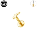Piercing éclair en titane doré ASTM F136 avec dos plat pour lèvre ou cartilage d'oreille - Éclair (Or)