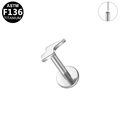 Stud de lèvre minimaliste en titane ASTM F136 avec design géométrique et filetage interne - Éclair (Argent)