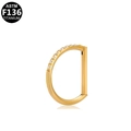 ASTM F136 titanium gold D-ring clicker with micro-pave cubic zirconia stones - D-Shape Zircon Style (G23NR338-G1208058)