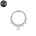 Titanium nose ring with square-cut cubic zirconia stones in a polished silver finish - 1.2mm Gauge/10mm Inner Diameter / Silver V-Shape Square Rhinestones-10mm (G23NR533-S1210)