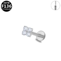 G23 Titanium labret stud with a clear zircon flower top for piercing jewelry - Four-petal Flower Style-Silver (G23LAP215-S120803)