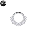 Anello per setto in titanio ASTM F136 con doppia fila di zirconi pavé in argento - Stile Doppia Fila Argento (G23NR331-S1208)