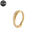 ASTM F136 titanium hinged segment ring in gold finish with double pavé cubic zirconia - Double Layer Zircon Style (G23NR397-G1208) / Gold