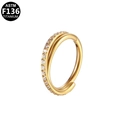 Golden G23 titanium double-layered nose ring with sparkling cubic zirconia inlay - Double Layer Zircon Style (G23NR397-G1210) / Gold