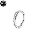 ASTM F136 titanium hinged ring featuring double layer silver band with white zircon stones - Double Layer Zircon Style (G23NR397-S1208) / Silver