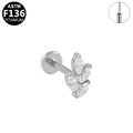 ASTM F136 Titanium marquise zircon labret piercing with internal thread design - Silver Leaf Style (G23LAP504-S1208103)