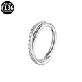 ASTM F136 titanium clicker hoop with paved clear zircon for nose or ear piercings - Double Layer Zircon Style (G23NR397-S1210) / Silver
