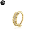 Golden G23 titanium triple-row body ring with white zircon stones and round beads - Triple Row Beaded Zircon Style (G23NR409-G1208)