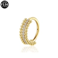 Golden G23 titanium hinged ring with three rows of cubic zirconia for body piercing - Triple Row Beaded Zircon Style (G23NR409-G1210)