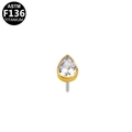 ASTM F136 titanium pear cut clear zircon push-in top piercing jewelry in golden finish - Titanium Alloy / Pear Shaped Gold (G23LAP321-G)