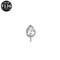 Pear-shaped clear zircon attachment made of ASTM F136 titanium for body piercing - Titanium Alloy / Pear Shaped Silver (G23LAP321-S)