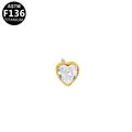 ASTM F136 titanium gold heart stud with clear heart-cut cubic zirconia stone inlay - Titanium Alloy / Heart Shaped Gold (G23LAP324-G)