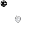 ASTM F136 titanium heart-shaped piercing stud with clear zircon and silver base - Titanium Alloy / Heart Shaped Silver (G23LAP324-S)