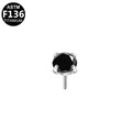 ASTM F136 titanium piercing head with a black round cubic zirconia in 4-prong setting - Titanium Alloy / Round Black 4mm (G23SP326-SB04)