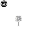 ASTM F136 titanium piercing stud with a round clear zircon in classic four-claw setting - Titanium Alloy / Round Silver 2mm (G23SP326-SCL02)