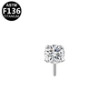 ASTM F136 titanium piercing top with four-prong set round brilliant clear zircon - Titanium Alloy / Round Silver 3mm (G23SP326-SCL03)