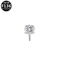 ASTM F136 titanium piercing stud with a four-prong set round cubic zirconia stone - Titanium Alloy / Round Silver 2.5mm (G23SP326-SCL25)