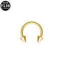 ASTM F136 titanium horseshoe barbell nose ring with golden cones on white background - 1.2x8x3 Cone Style (G120803) / Gold