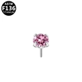 F136 Titanium stud earring featuring pink round-cut zircon with a four-prong setting - Titanium Alloy / Round Pink 4mm (G23SP326-SP04)
