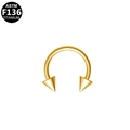 Golden ASTM F136 titanium circular barbell with sharp spike ends for body piercing - 1.2x8x4 Cone Style (G120804) / Gold