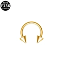 ASTM F136 titanium horseshoe ring with gold coating and spikes for nose and ear piercing - Gold