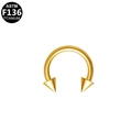 ASTM F136 titanium horseshoe barbell in gold finish with sharp spikes for piercings - Gold