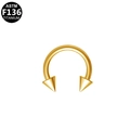 Golden F136 titanium horseshoe ring with spike ends for nose, lip or ear piercing - 1.6x8x4 Cone Style (G160804) / Gold