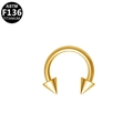 Gold-plated F136 titanium horseshoe barbell with conical spikes for body piercing - 1.6x8x5 Cone Style (G160805) / Gold
