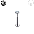 Piercing labret de titanio G23 con circonita redonda y sistema de inserción de presión - Estilo Zirconia Redonda Pequeña Media Plateada (G23LAP128-S100802)