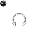 ASTM F136 titanium circular barbell horseshoe ring with sharp spike ends in silver - 1.2x8x4 Cone Style (S120804) / Silver