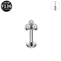 Labret de titanio F136 con diseño de tres perlas y rosca interna para piercing - Diseño de Tres Perlas Plateado (G23LAP513-S1208085)