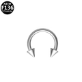 ASTM F136 titanium horseshoe piercing ring with silver spike cones for septum or ear - 1.6x8x3 Cone Style (S160803) / Silver
