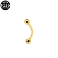Golden ASTM F136 titanium curved barbell piercing for eyebrow or navel jewelry - 1.2x10x3mm / Gold