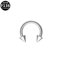 ASTM F136 titanium horseshoe piercing with spike ends and polished silver finish - 1.6x8x4 Cone Style (S160804) / Silver