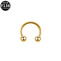 Polished ASTM F136 titanium horseshoe ring with gold finish and ball ends - Gold Style (G120804) / Gold