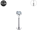 Piercing de titanio ASTM F136 con circón redondo y rosca interna de alta calidad - Estilo Zirconia Redonda Larga Plateada Gruesa (G23LAP128-S121003)