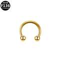 Polished ASTM F136 titanium circular barbell horseshoe ring in vibrant gold finish - Gold Style (G160804) / Gold