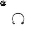 ASTM F136 titanium circular barbell horseshoe ring in polished silver finish - Silver Style (S120803) / Silver
