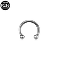 ASTM F136 titanium circular barbell horseshoe ring with polished silver finish and ball ends - Silver Style (S160803) / Silver
