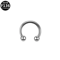 Silver ASTM F136 titanium horseshoe ring for septum, ear, and lip piercings - Silver Style (S160804) / Silver