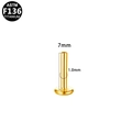 Golden G23 F136 titanium flat back stud replacement bar, 1.0mm gauge and 7mm length - 1.0mmx7mm / Gold