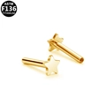 Piercing de estrella dorada en titanio ASTM F136 con base plana y rosca interna - Estrella de Cinco Puntas (G23TI534) / 6mm / Dorado