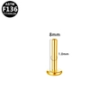 Golden G23 titanium labret stud piering with 8mm length and 1.0mm gauge size - 1.0mmx8mm / Gold